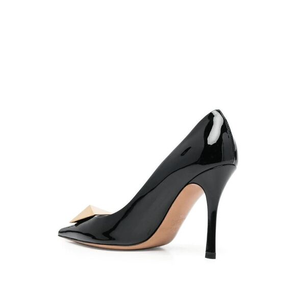 Valentino Garavani One Stud 100mm Pointed-toe Patent Leather Pumps EU 39.5 Black - Picture 3 of 11